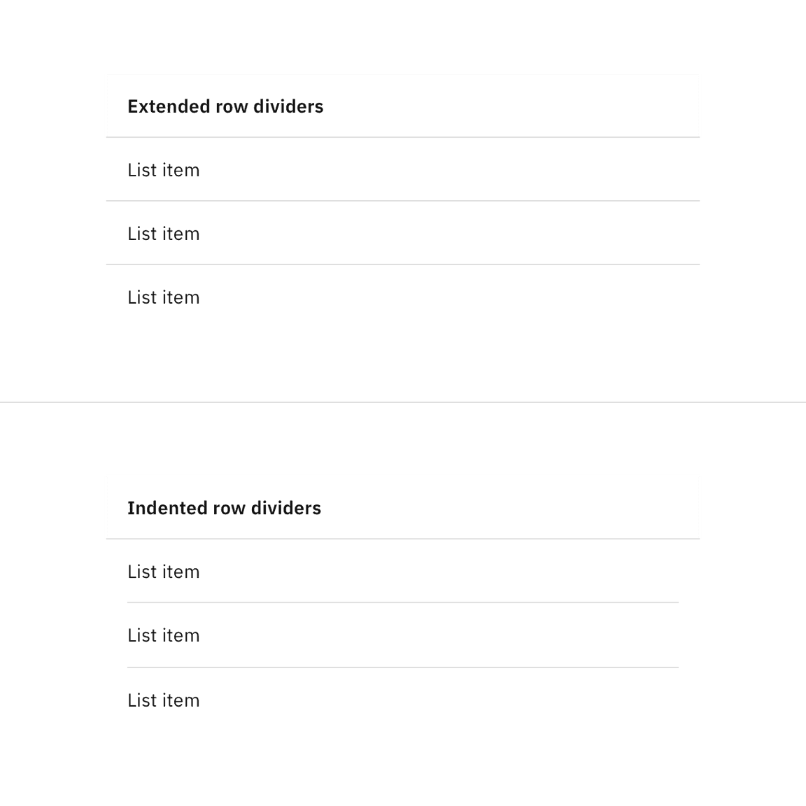 Contained list row dividers